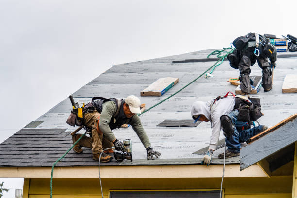 Professional Gutter Installation technician working in Millwood, WA